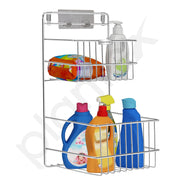 Plantex Self Adhesive Shelf/Stainless Steel Bathroom Detergent Holder/Bathroom Organiser Without Drill/Under The Sink Detergent Holder/Multipurpose Shelf (Large ,Chrome)