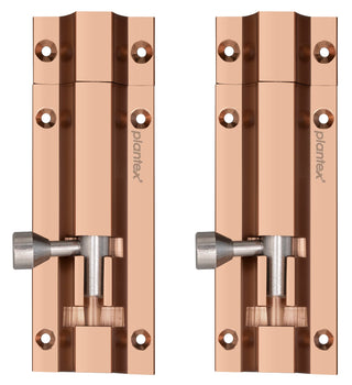 Plantex 4-inches Long Latch Lock for Door and Windows - Rose Golden(Pack of 2)