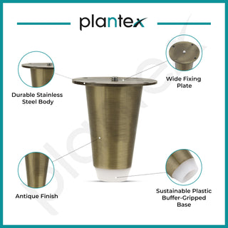 Plantex 3 Inch Sofa Legs for Bed Furniture/Sofa Legs for Table/Sofa Support Legs with Rubber Grip (Brass Antique, 6 Pcs)