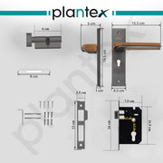 Plantex Heavy-Duty Door Lock Set - Main Door Lock Handle Set/Mortise Lock with 3 Keys, Brass Lockbody & Cylinder (8113 - Satin Black & PVD Choco)