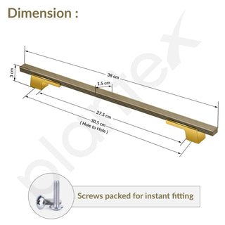 Plantex Cabinet Handle/288mm Handle for Cabinet/Door Pull-Push Handle for Home/Office/Hotel - Pack of 1 (Brass Antique & Gold)
