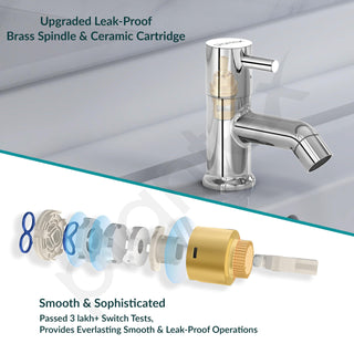 Plantex Pure Brass Pillar Cock Water Tap with Teflon Tape/Basin Tap with Water Saving Nozzle for Kitchen Tap-7 Year Warranty (ICO-903 Chrome)
