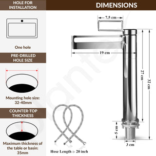 Plantex Pure Brass Wash Basin Tap/Hot and Cold Tap for Wash Basin/Single Lever Pillar Cock Water Tap/Deck Mount- (7881-Chrome)