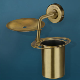 Plantex 304 Grade Stainless Steel 2in1 Soap Holder with Tumbler Holder/Bathroom Accessories - Daizy (Antique)