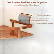 Plantex Corner Shelf for Bathroom Wall Mount/304 Grade Stainless Steel Bathroom Corner Shelf/Bathroom Accessories Holder for Wall (9x9 inches, PVD Rose Gold)