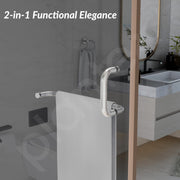 Plantex Shower Door Handle/Stainless Steel Towel Bar Combination/Towel Holder for Glass Shower Door and Bath Door Pull Handle - Pack of 1 (Satin)