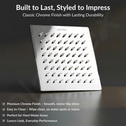 Plantex Stainless Steel Overhead Shower 6 x 6 inch with Water-Saving Technology/High pressure Rain Shower Head without Arm/Bathroom Shower -(Ultra Slim-Chrome)