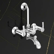 Plantex Pure Brass 3 In 1 Wall Mixer for Bathroom with L-Bend Provision for Overhead and Hand Shower/Water Saving Nozzle for Mixer Tap with Brass Wall Flange (Aq-1419-Chrome)