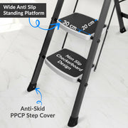 Plantex 7 Step Ladder-Foldable Steel -Wide Anti Skid Steps/5-Year Manufacturer Warranty(Grey & White)