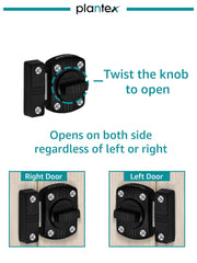 Plantex Door Latch Lock for Door/Baby Latch for Bathroom/Door Stopper/Latch Lock for Main Door -Pack of 1 (Black)