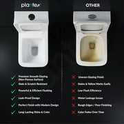 Plantex Platinum Ceramic Commode Toilet/S Trap One Piece Western Toilet/Rim Washdown Flush Commode with Soft Close Toilet Seat Cover (White, Ultra)