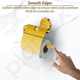 Plantex 304 Grade Stainless Steel Toilet Paper Roll Holder for Bathroom/Toilet Paper Holder/Tissue Paper Roll Holder for Bathroom Accessories - Oreo (Gold)