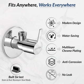 Plantex Single Lever Angle Cocke for Bathroom/Angle Valve with Wall Flange and Teflon Tape/Stop Cock for Wash Basin - Pack of 1 (RIO, Chrome)