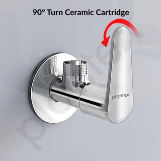 Plantex Pure Brass Angle Valve for Bathroom with Wall Flange and Teflon Tape/Angle Cocke for Wash Basin/Kitchen(DOL-2304, Chrome)