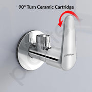 Plantex Pure Brass Angle Valve for Bathroom with Wall Flange and Teflon Tape/Angle Cocke for Wash Basin/Kitchen(DOL-2304, Chrome)