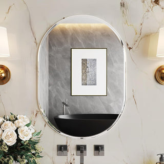 Plantex Frameless Mirror for Bathroom/Dressing Room/Living Room/Bedroom/Entryway - Capsule Shape (18 X 24 Inch)