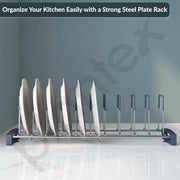 Plantex Stainless Steel Thali Stand/Dish Rack/Plate Stand/Plate Rack for Modular Kitchen/Tandem Box Accessories (Chrome)