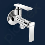 Plantex Pure Brass 2 way angle valve/Angle Cock for Bathroom with Wall Flange and Teflon Tap - Pack of 1 (Chrome, 3520)