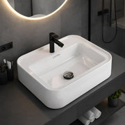 Plantex Ceramic Wash Basin/One Piece Basin for Bathroom with 10 Years Glaze Warranty by Plantex/Table Top Washbasin for Home/Office/Hotels (White - 20.5 x 17 x 5 Inch)