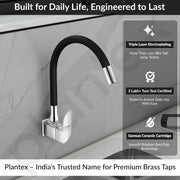 Plantex Brass Flexible Tap for Kitchen Sink with Wall Flange and Teflon Tape/360Â° Rotating Sink Tap for Kitchen Basin with Water Saving Aerator - (6319, Chrome)
