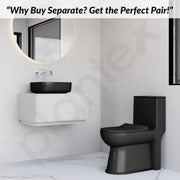 Plantex Ceramic Commode with Washbasin/Rimless Washdown Commode for Toilet/S Trap Western Toilet Combo/Bathroom Wash Basin - (Matt Black)