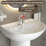 Plantex Pillar Cock Water Tap/Pure Brass Pillar Cock for Wash Basin with Teflon Tape/Single Lever Tabletop Basin Tap - (Star, Chrome)