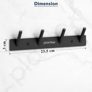 Plantex Wall Hooks for Hanging Cloth/Stainless Steel Towel Hangers/Bathroom Robe Hooks/Door Hangers/Round Wall Hook/Hook Rail for Hanging Keys - 4 Hooks (Pack of 1, Z-Black)