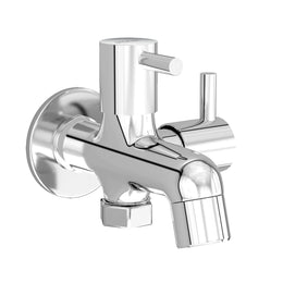 Plantex 2 in 1 Bib Tap with Brass Spincle and Wall Flange/Tap for Bathroom/Two Way Tap - (MKS-1275-Chrome)