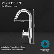 Plantex Pure Brass Pillar Tap for Wash Basin with 360Ãƒâ€šÃ‚Â° Swivel Spout for Sink Tap with Water Saving Aerator-7 Year Warranty (ICO-912-Chrome)