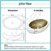 Plantex Table Top Wash Basin For Bathroom/Designer Ceramic Basin/Countertop Vessel Sink Basin - Indo-European Collection (White & Gold - 24 x 16 x 7 Inch)
