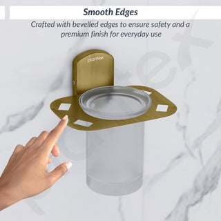 Plantex 304 Grade Stainless Steel Tumbler Holder/Tooth Brush Holder for Bathroom/Bathroom Accessories - Parv (Brass Antique)