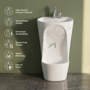 Plantex Wudu Basin/Ceramic Ablution with Leg Wash/Premium One Piece Basin/Free Standing Pedestal Basin for Bathroom (34x24x18 inch - White)