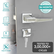 Plantex Triple Security Door Lock for Home/Main Door Lock Set with 3 Years of Warranty/Mortise Lock for Door with Brass Lock Body & Cylinder(7064 - Chrome & Satin White)