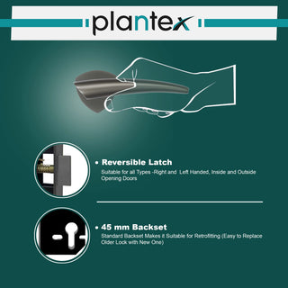 Plantex Door Lock-Fully Brass Main Door Lock with 4 Keys/Mortise Door Lock for Home/Office/Hotel (Sumer-3059, Black Matt)