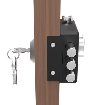 Plantex Heavy Duty Dead Bolt Lock/Rim Lock Set/Trio Lock Dead Bolt for Home,Office,Hotel (Z-Black), Brass;Metal