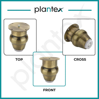 Plantex 3 Inch Sofa Legs for Bed Furniture/Sofa Legs for Table/Sofa Support Legs with Rubber Grip (Brass Antique, 6 Pcs)