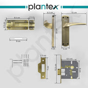 Plantex Heavy Duty Door Lock Ã¢â‚¬â€œ Bathroom Door Lock/Mortise 8inch Keyless Plate Handle Set for Home/Bathroom/Storeroom/Balcony/Office with Baby Latch (8128- Brass Antique)