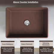 Plantex Granite Quartz Counter Top WashBasin/Rectangle Tabletop Wash Basin/Vessel Sink Wash Basin Over Counter for Home/Restaurant (Brown - 18 x 13 x 5 Inch)