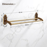 Plantex Dual Towel Rod for Bathroom/Towel Hanger/Towel Holder/24 Inch Towel Bar/Bathroom Accessories - Pack of 1 (Brass Antique)