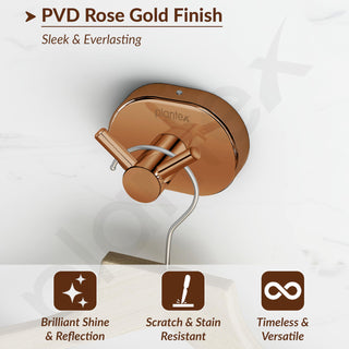 Plantex J4 Stainless Steel Clothes Hanger for Wall/Hangers for Bathroom/Robe Hook/Bathroom Accessories (PVD Rose Gold Finish) Onix