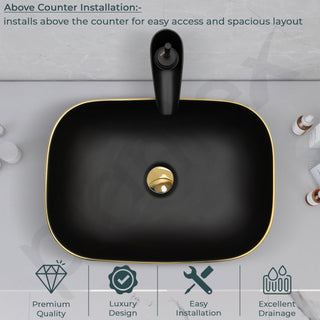 Plantex Table Top Wash Basin For Bathroom/Designer Ceramic Washbasin/Countertop Vessel Sink Basin - Indo-European Collection (EQTT-468, 18 x 13 x 5 Inch)