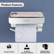 Plantex Platinum Stainless Steel 304 Grade Toilet Paper Holder/Toilet Paper Roll Holder with Mobile Stand/Toilet Paper Roll Holder Stand/Bathroom Accessories (Chrome)