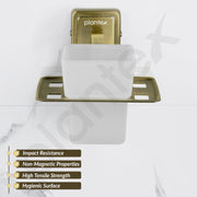 Plantex 304 Grade Stainless Steel Toothbrush Holder/Stand/Toothpaste Stand/Tumbler Holder for Bathroom - Decan (Brass Antique)