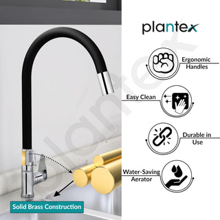 Plantex Pure Brass Kitchen Sink Tap Flexible/Kitchen Taps for Home Sink with Water Saving Nozzle/Kitchen Faucet -(LEA-712B)