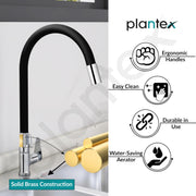 Plantex Pure Brass Kitchen Sink Tap Flexible/Kitchen Taps for Home Sink with Water Saving Nozzle/Kitchen Faucet -(LEA-712B)