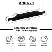 Plantex Profile Handle for Kitchen Cabinet/18 Inch Alluminium Drawer Profile Handle/Wardrobe Pull Handle for Home/Office/Hotel - Pack of 5 (Black)