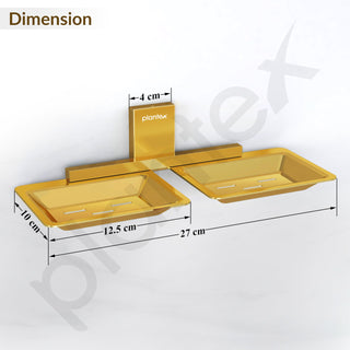 Plantex 304 Grade Stainless Steel Double Soap Stand/Dual Soap Dish/Soap Case/Soap Storage/Soap Holder for Bathroom/Bathroom Accessories - Pack of 1 (Crystal, PVD Gold)