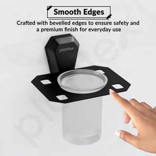 Plantex Tumbler Holder for Bathroom/304 Grade Stainless Steel Toothbrush Holder/Toothpaste/Razor Holder/Bathroom Accessories - Pack of 1 (PMB-2406, Z-Black)