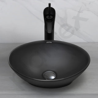 Plantex Ceramic Wash Basin for Bathroom/Table Top Ceramic Basin/Washbasin for Bathroom - (BOAT-NS-BLACK-Marble Finish,16 x 13 x 5.5 Inch)