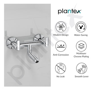 Plantex Pure Brass Bal-516 Non Telephonic Wall Mixer with Water Saving Aerator/Mixer Tap for Bathroom with Brass Wall Flange and Teflon Tape-7 Year Warranty(Mirror Chrome)